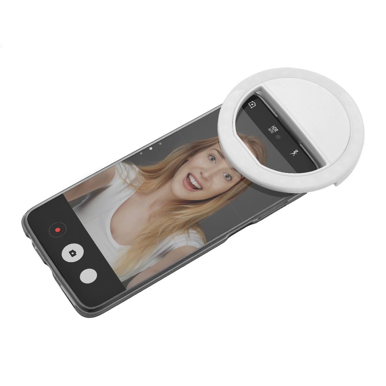 Inel luminos pentru selfie, RABS Radiance Alb