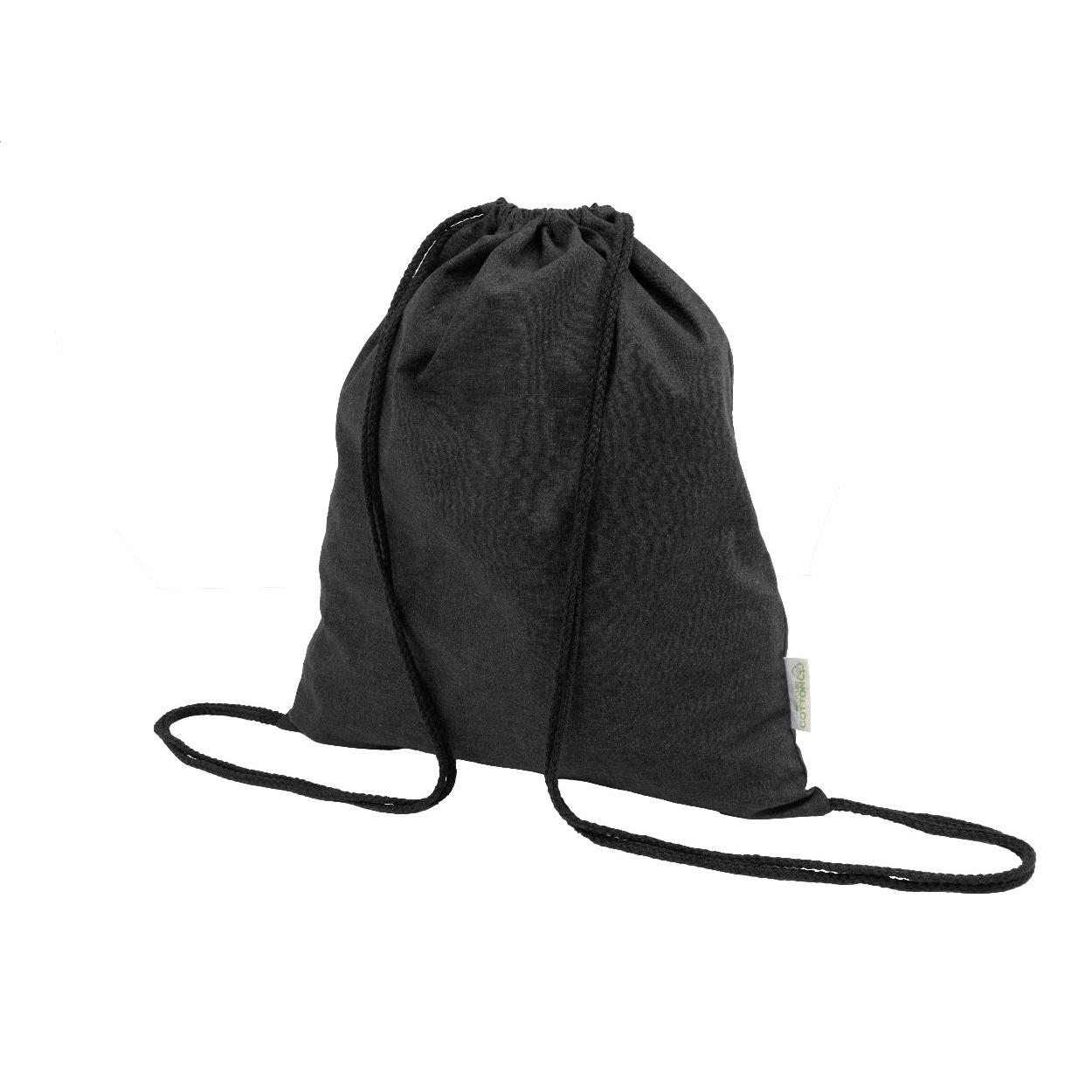 Rucsac cu șnur din bumbac reciclat Dropex Negru