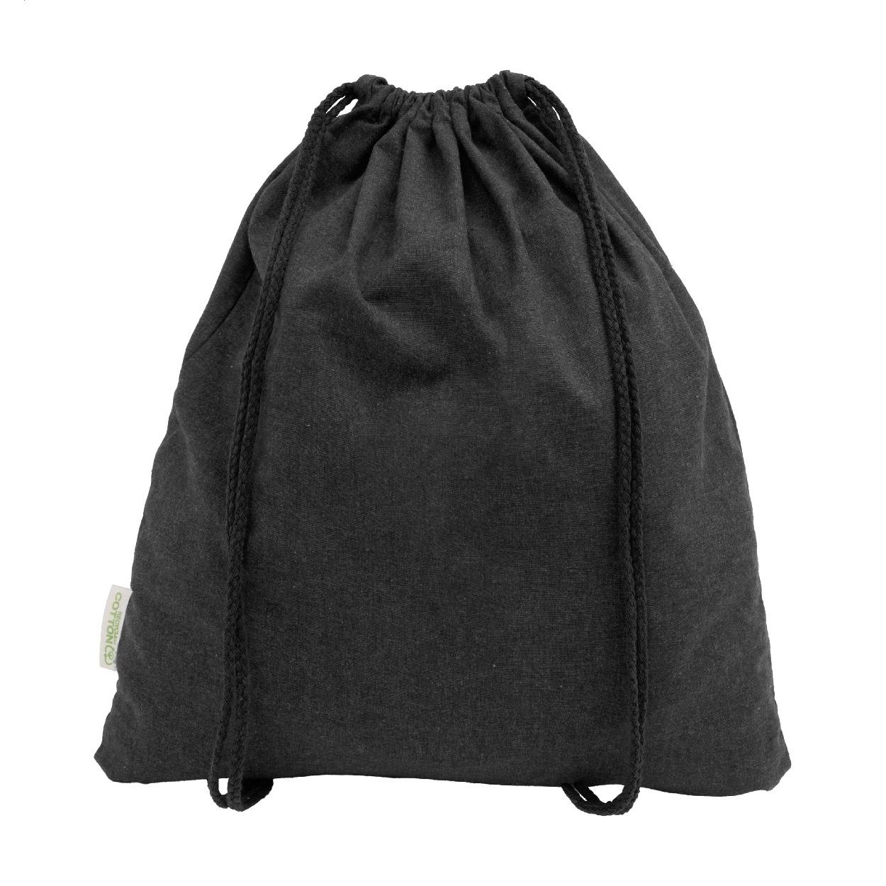 Rucsac cu șnur din bumbac reciclat Dropex Negru