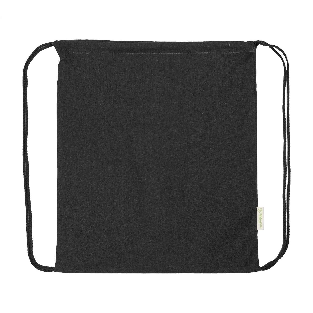Rucsac cu șnur din bumbac reciclat Dropex Negru