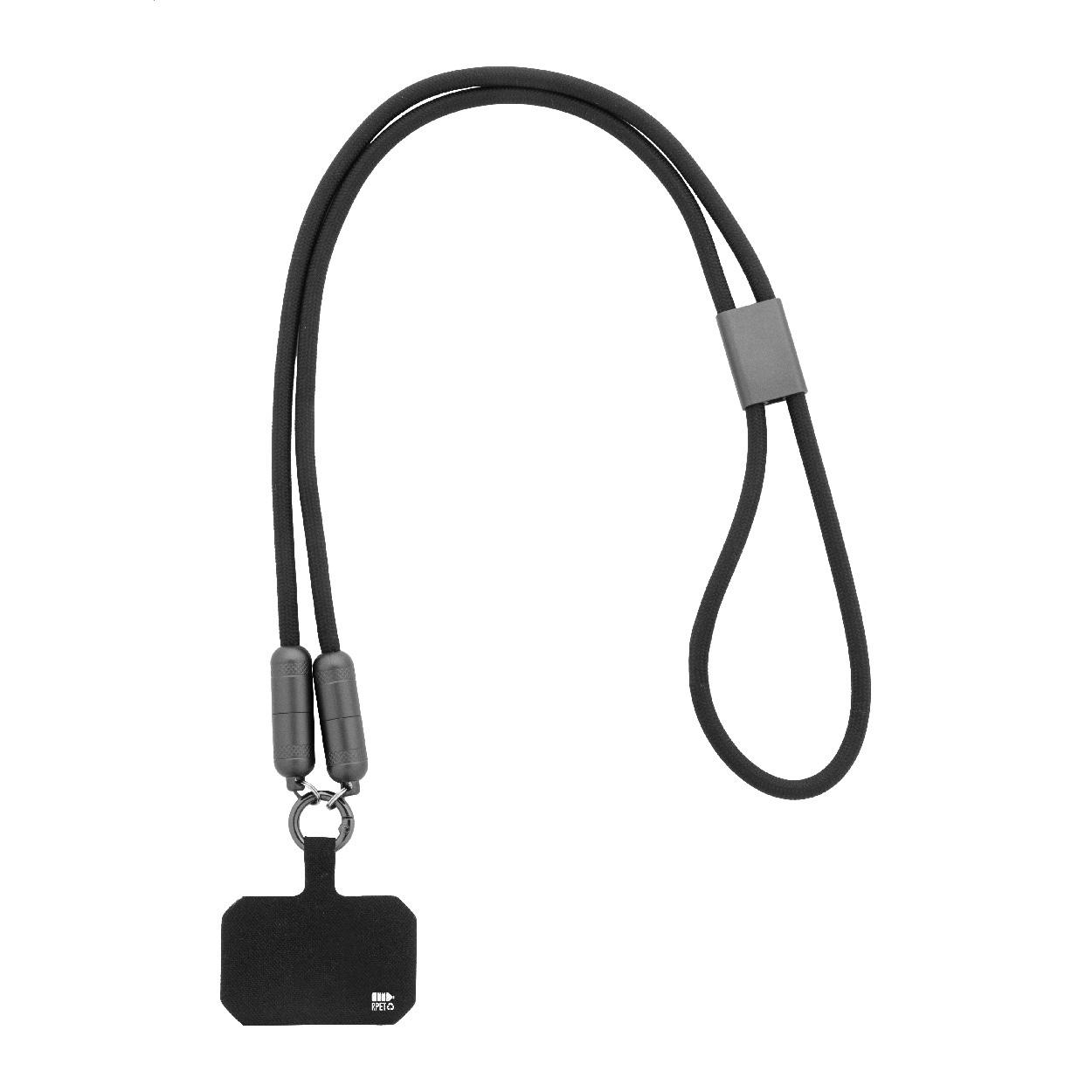 Cablu pentru telefon mobil 60W, RPET Fastly Negru
