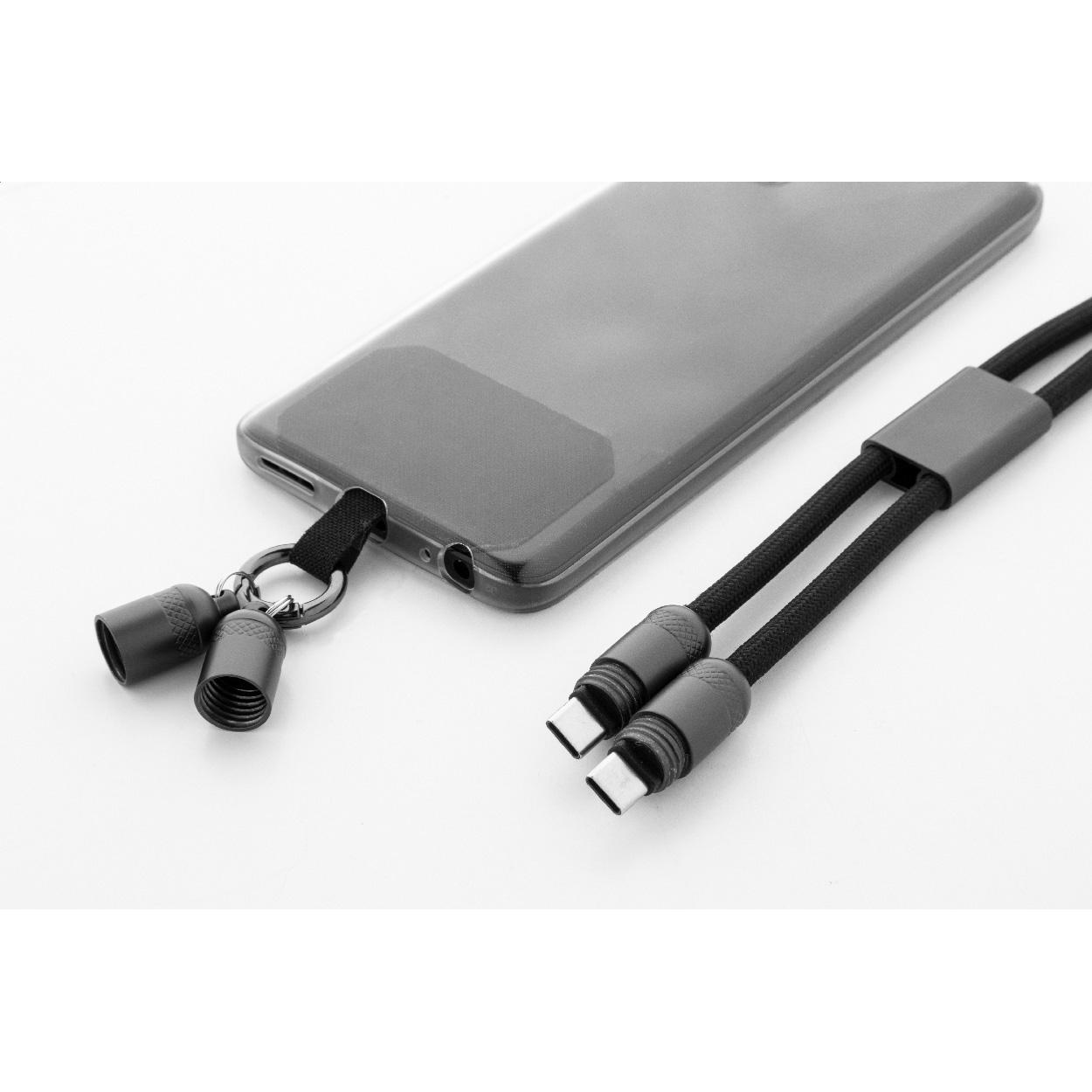 Cablu pentru telefon mobil 60W, RPET Fastly Negru