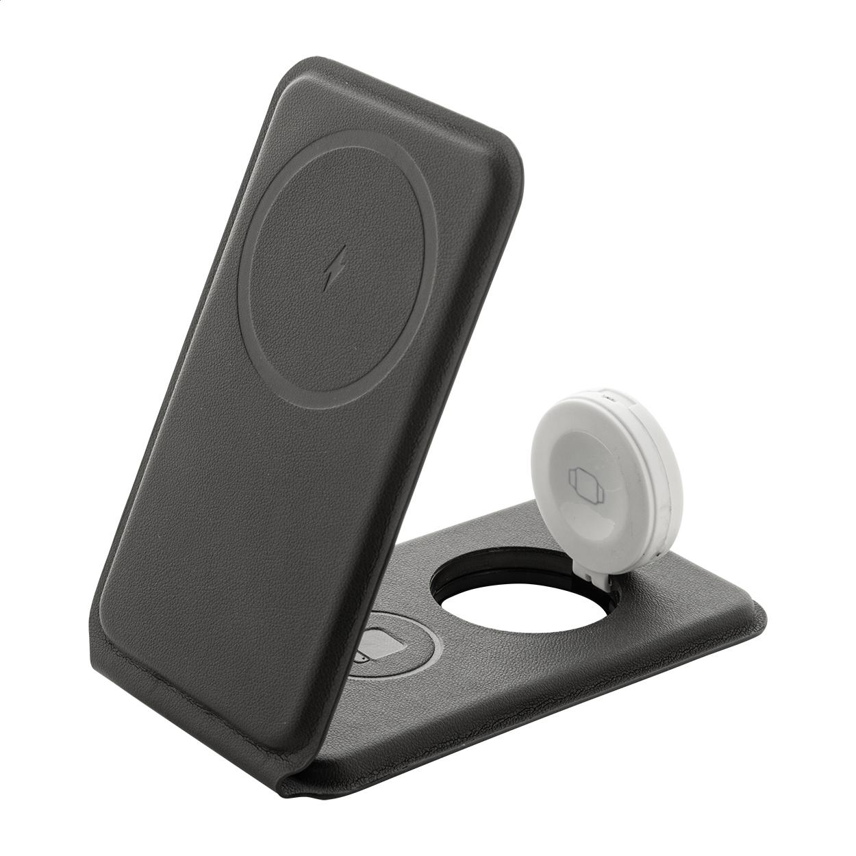 Încărcător wireless cu suport pentru telefon mobil, RPU LuxCharge Stand Negru