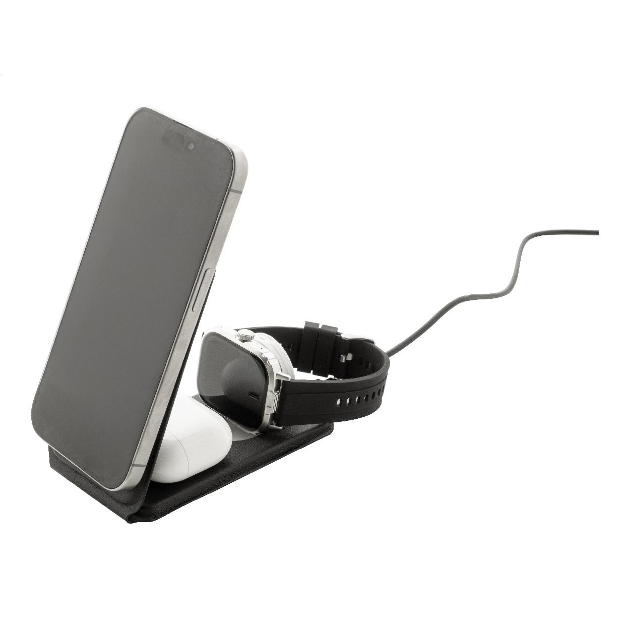 Încărcător wireless cu suport pentru telefon mobil, RPU LuxCharge Stand Negru