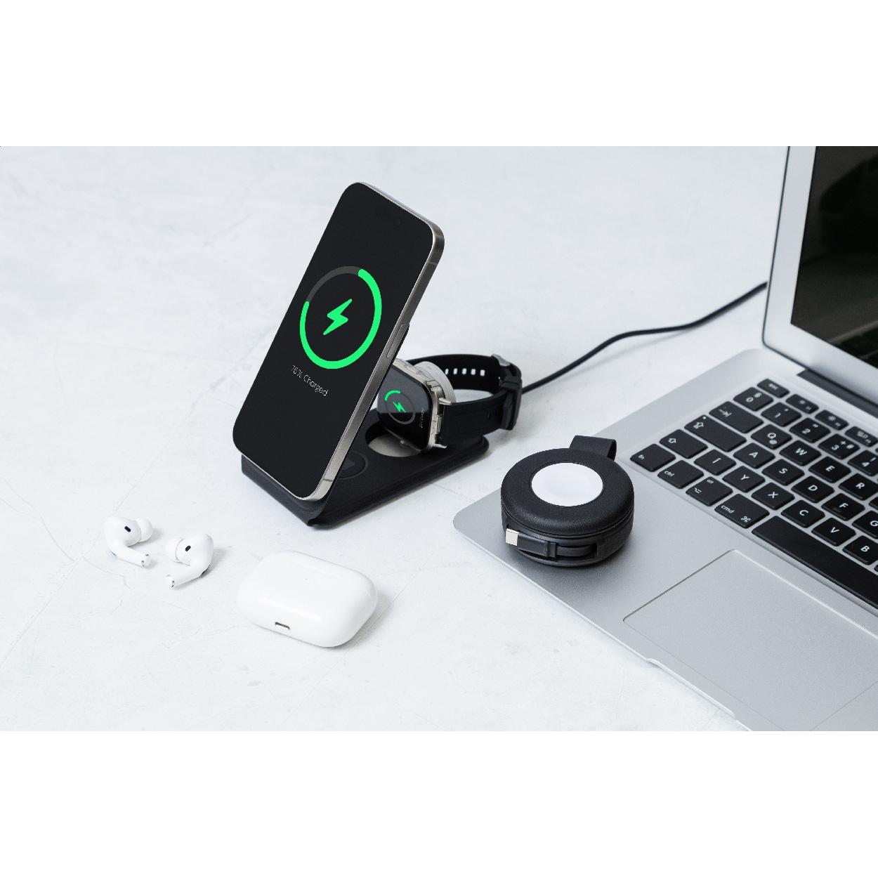 Încărcător wireless cu suport pentru telefon mobil, RPU LuxCharge Stand Negru