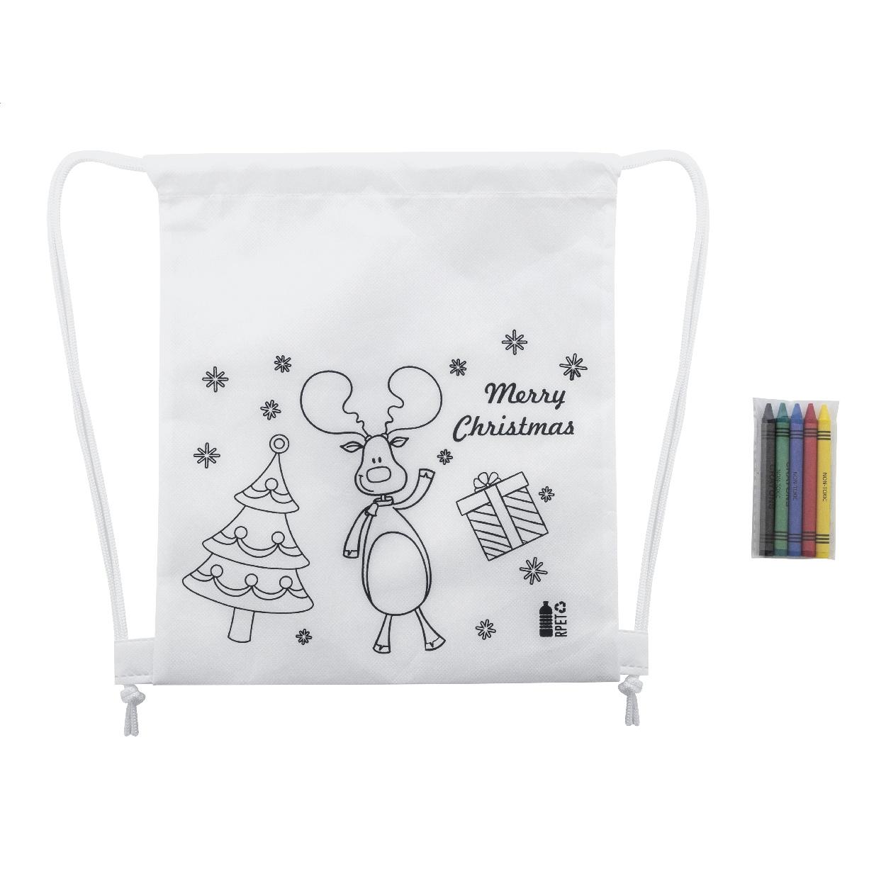 Rucsac cu șnur și set de colorat, design de Crăciun Julfar Bag A