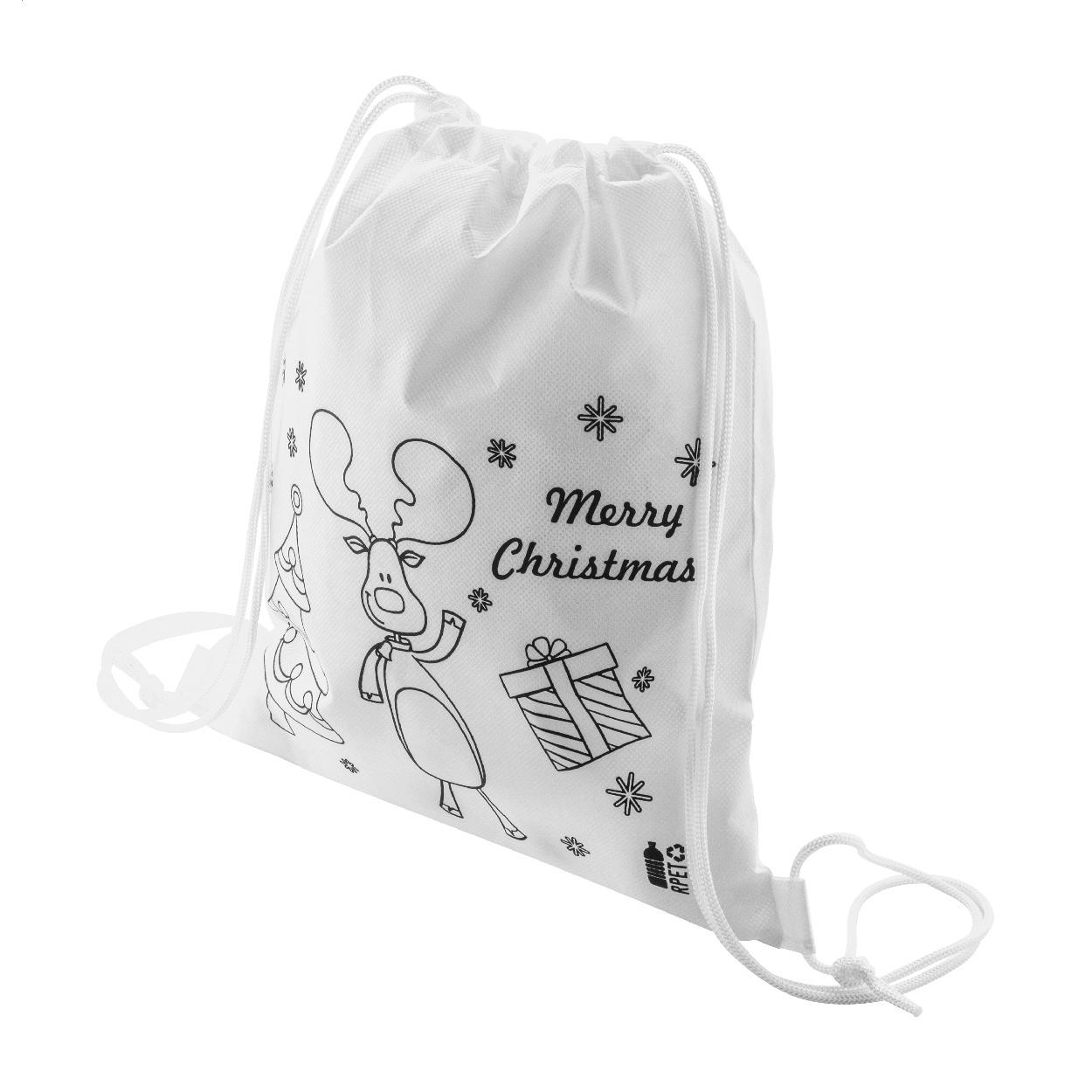 Rucsac cu șnur și set de colorat, design de Crăciun Julfar Bag A Alb