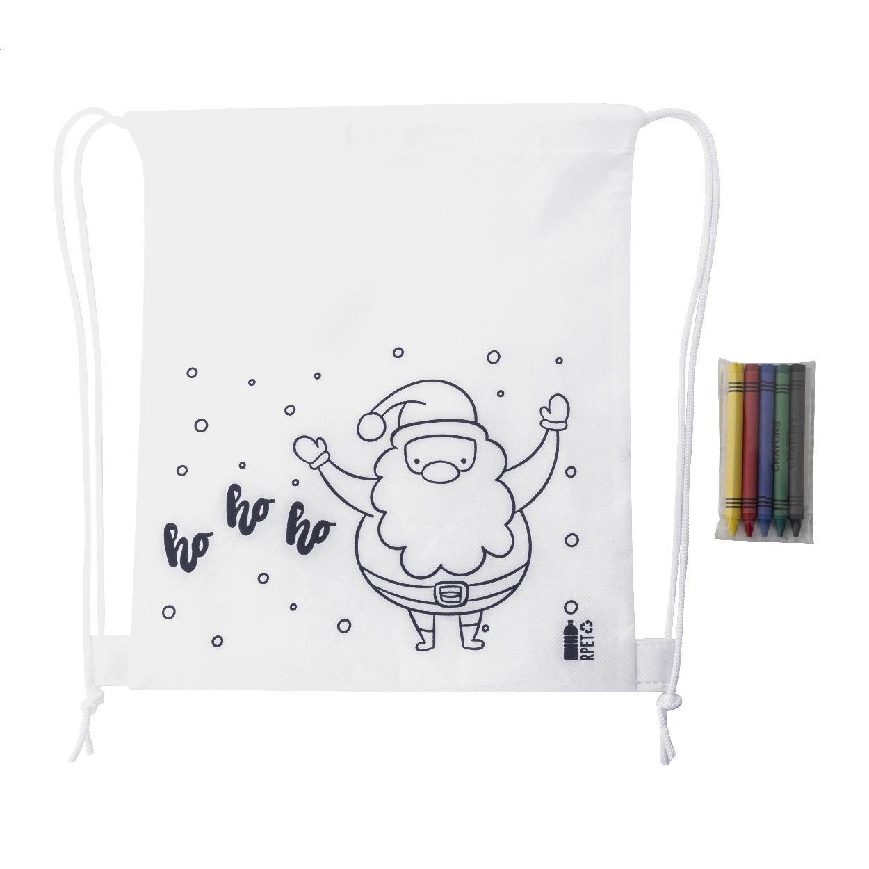 Rucsac cu șnur și set de colorat, design de Crăciun Julfar Bag B
