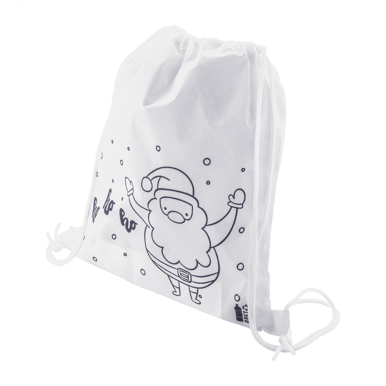 Rucsac cu șnur și set de colorat, design de Crăciun Julfar Bag B Alb
