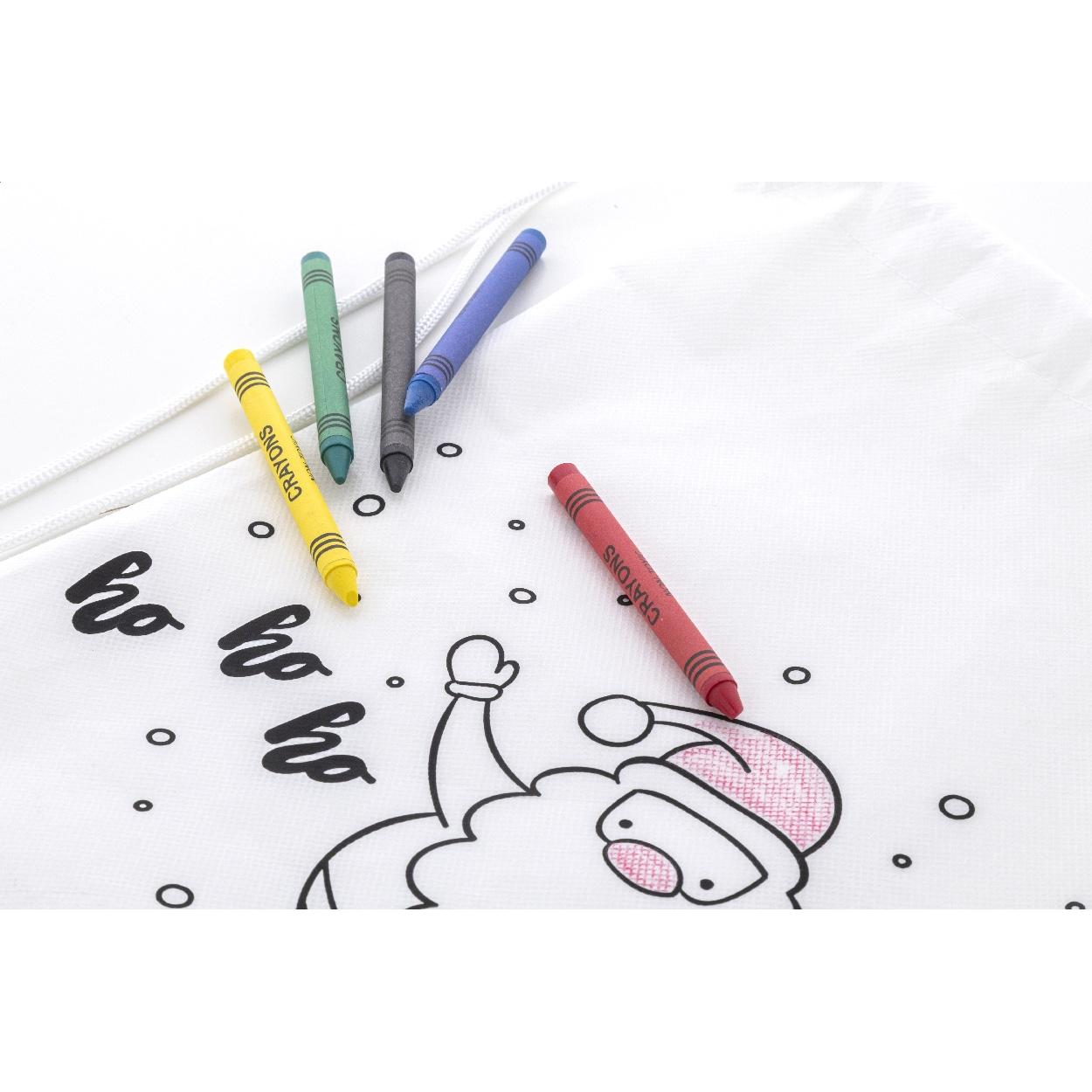 Rucsac cu șnur și set de colorat, design de Crăciun Julfar Bag B Alb
