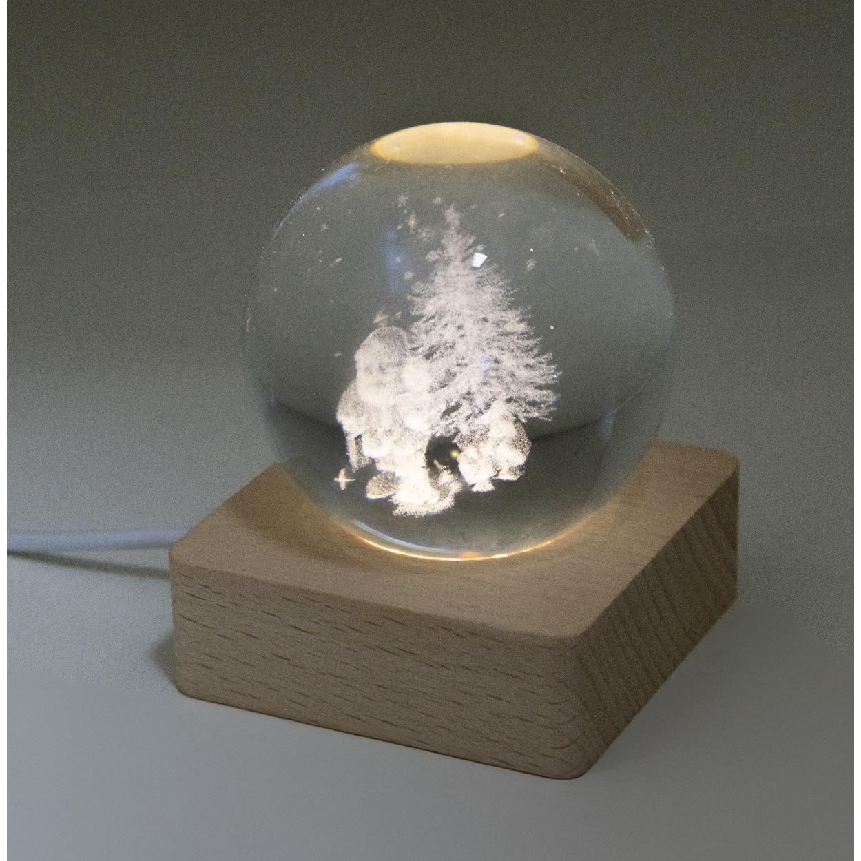 Glob luminos cu design de Crăciun Borealis transparent natural