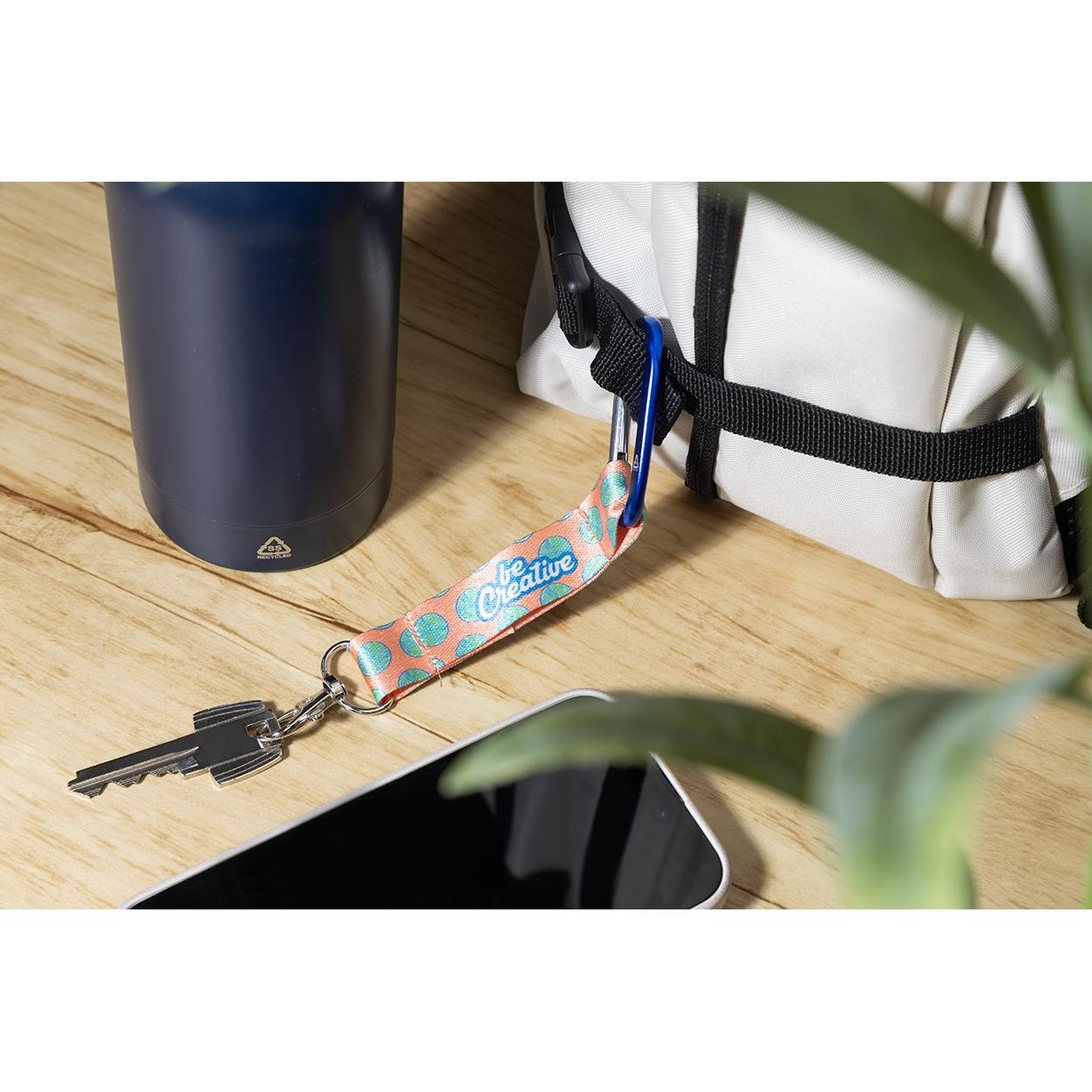 Breloc personalizat, RPET SuboRing Double Albastru