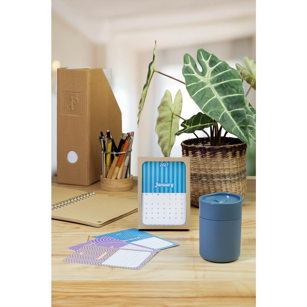 Calendar de birou personalizat CreaDate Shuffle Alb