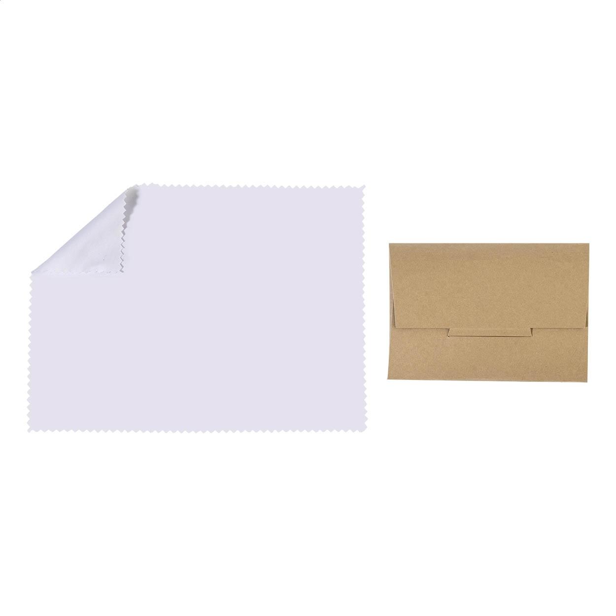 Lavetă personalizată pentru curățarea ochelarilor Dioptry Gift Kraft Alb
