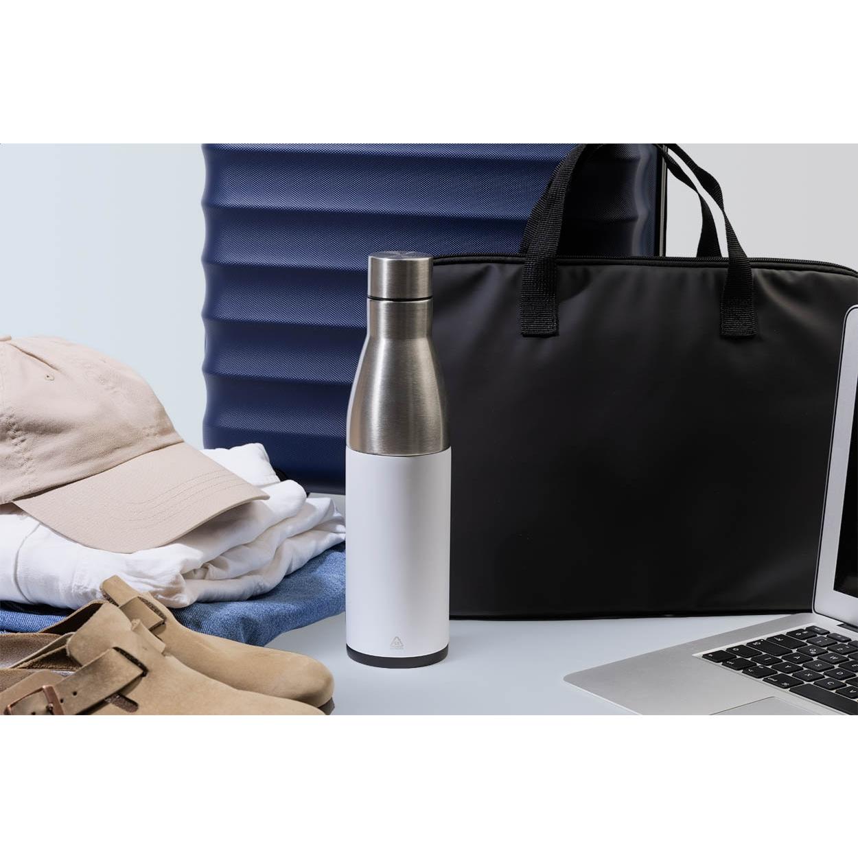 Set 2 în 1 cu sticlă și cană din oțel inoxidabil reciclat Parbat Alb