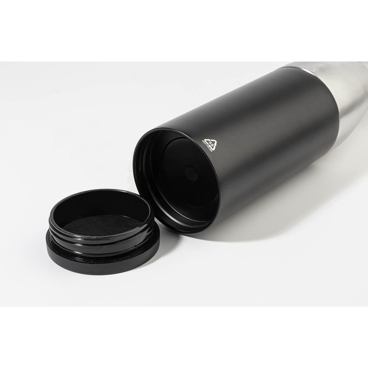 Set 2 în 1 cu sticlă și cană din oțel inoxidabil reciclat Parbat Negru