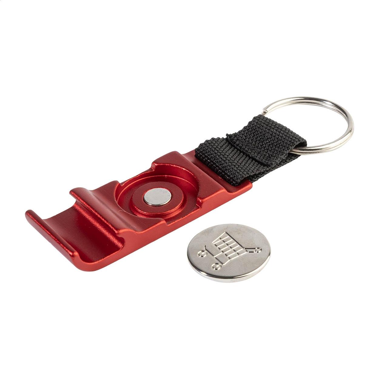 Breloc cu deschizător de sticle și fisă cărucior OpenCart Roșu