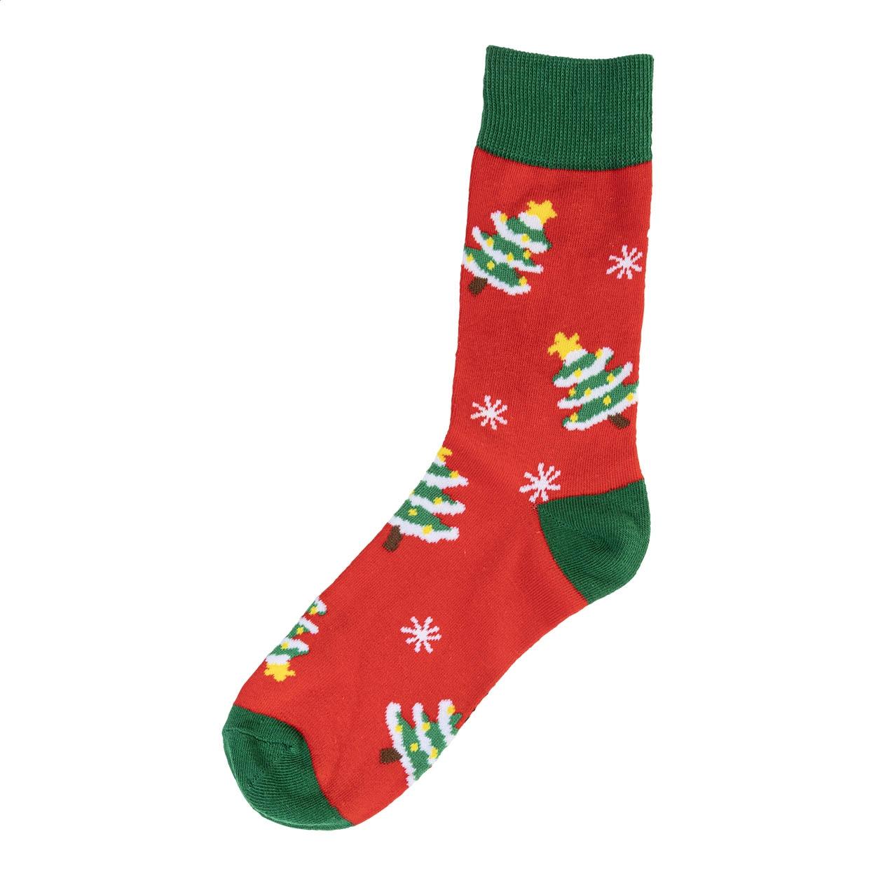 Șosete de Crăciun cu model om de zăpadă Julsokka Roșu Verde