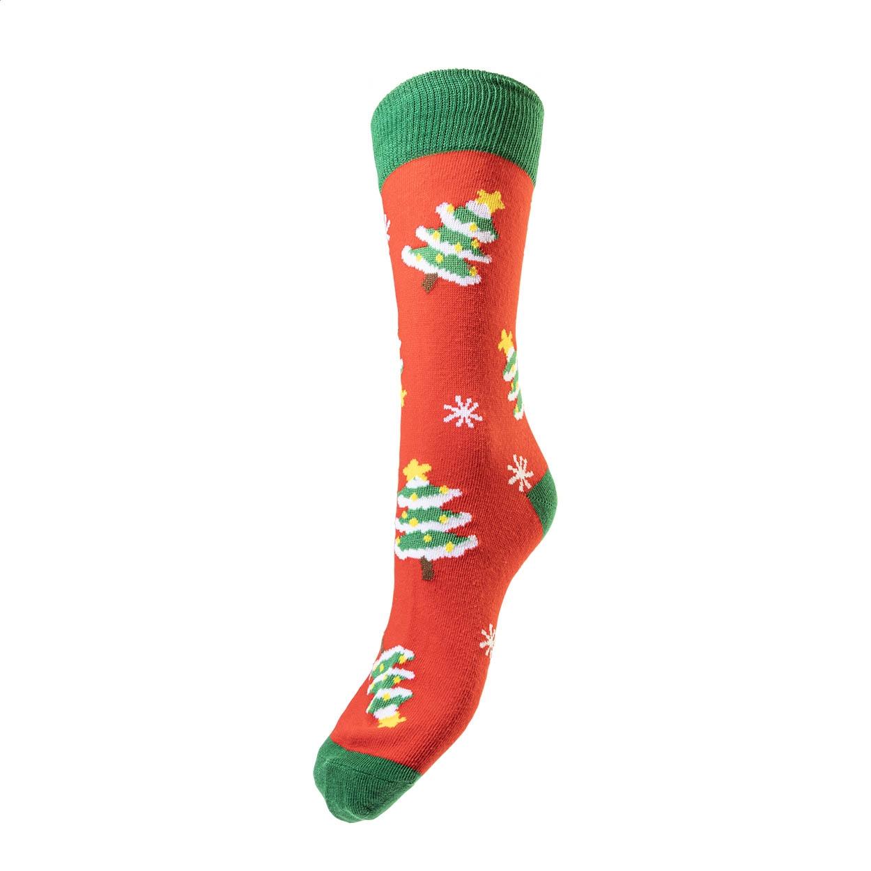 Șosete de Crăciun cu model om de zăpadă Julsokka Roșu Verde