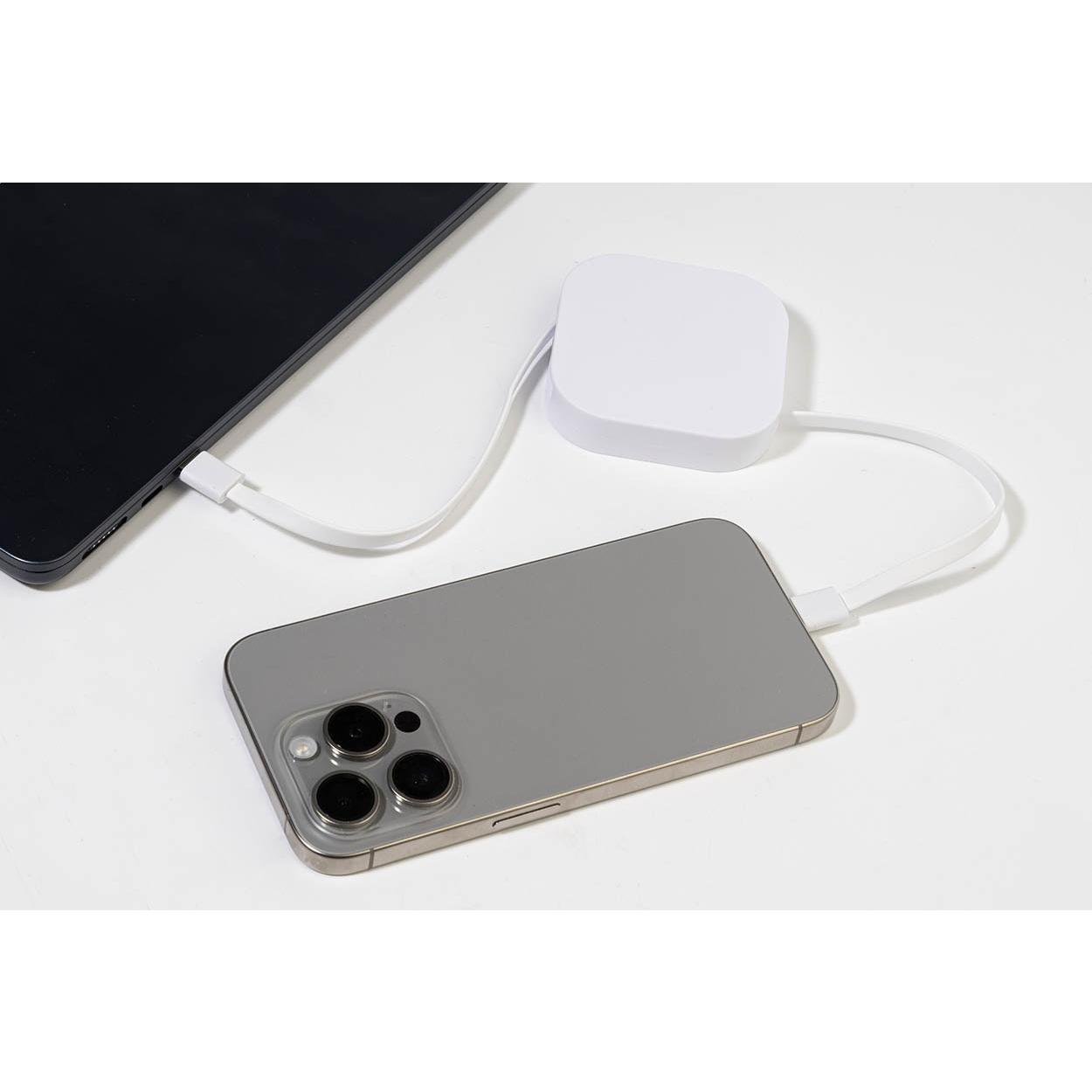 Cablu USB-C de 60 W din ABS reciclat Hobsle Alb