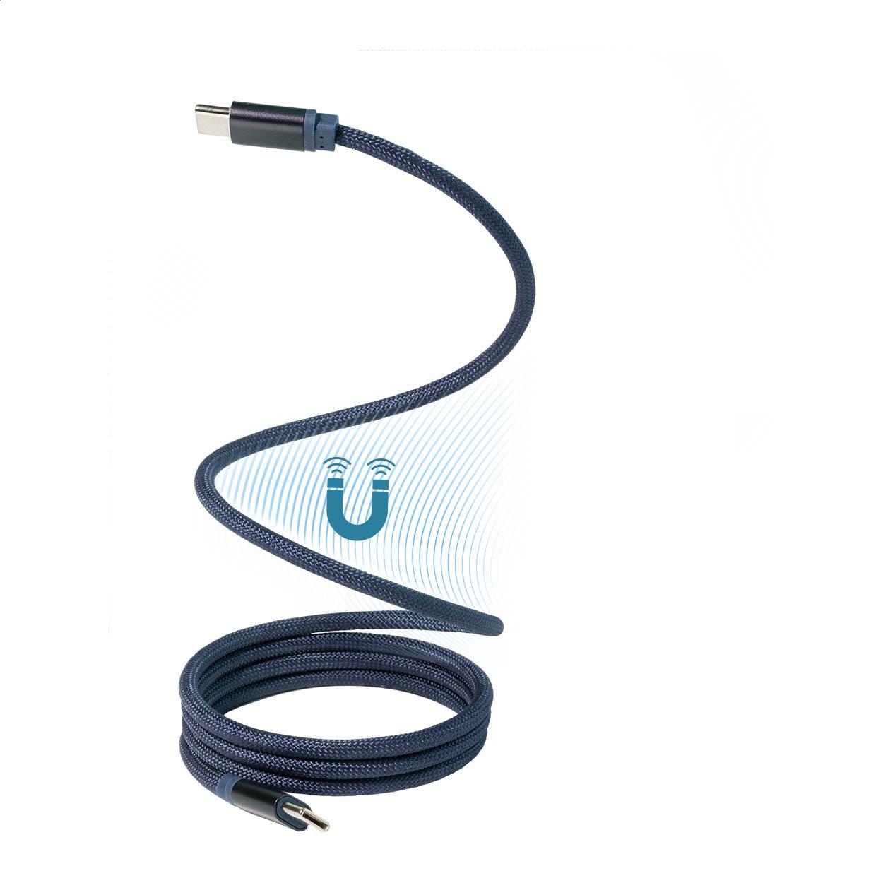 Cablu USB-C magnetic de 60 W Magsle albastru închis