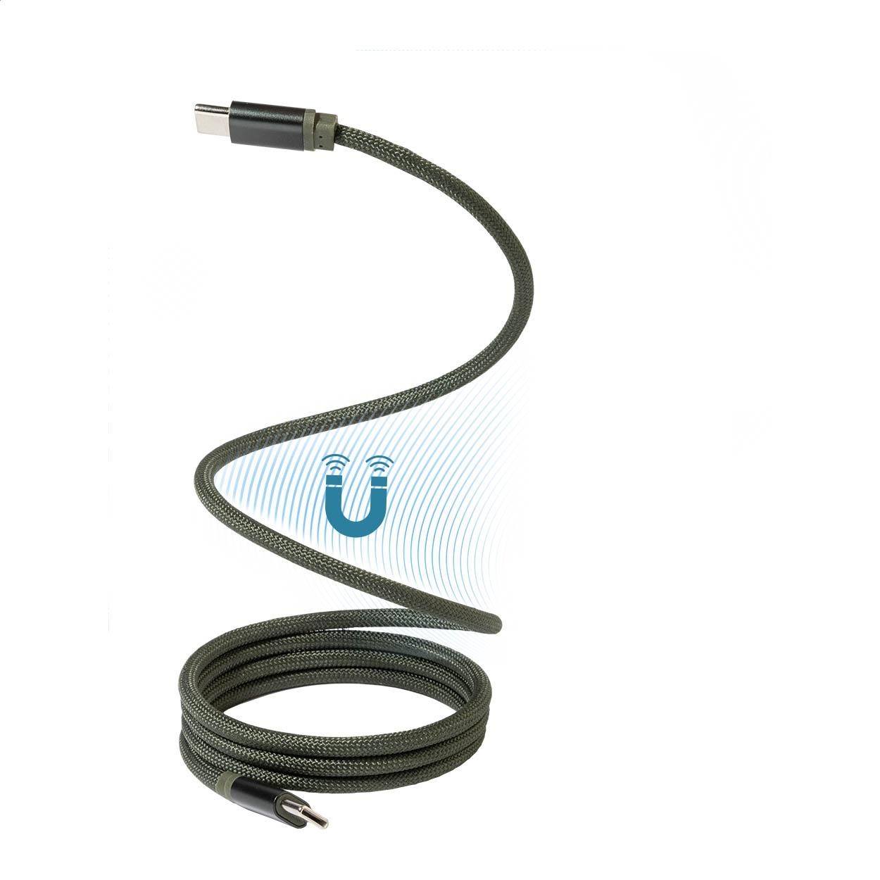 Cablu USB-C magnetic de 60 W Magsle verde închis