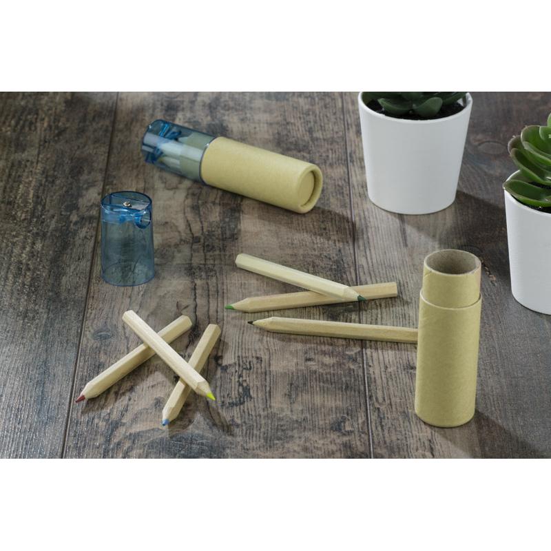 Creioane colorate 6 buc. cu ascuțitoare FARVE natural