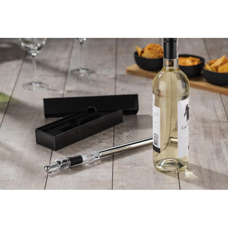Răcitor de vinuri cu dozator BLANC argintiu