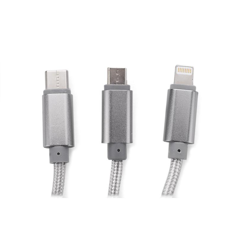 Cablu USB 3 în 1 TALA Argintiu