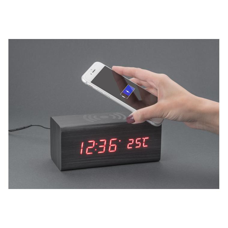 Ceas de birou cu încărcător wireless CORNELL negru