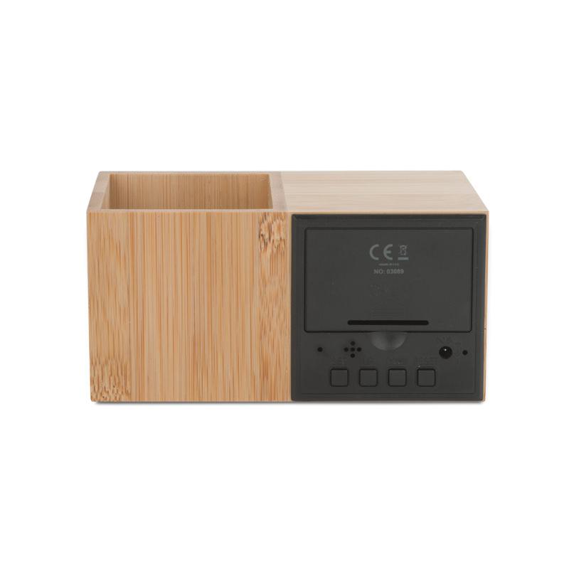 Ceas de birou cu organizator BAMBOO maro