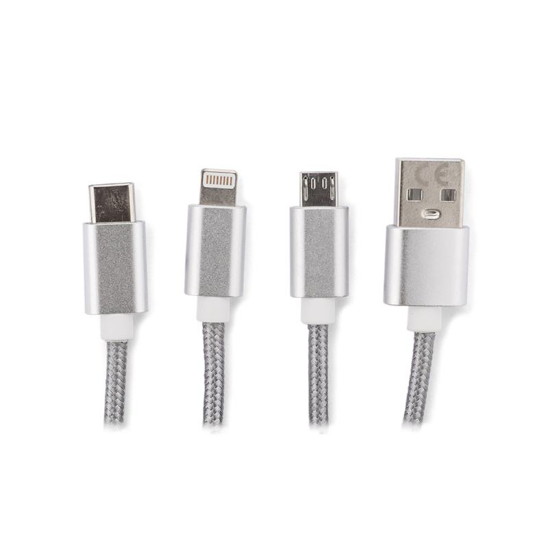 3 în 1 cablu USB TAUS argintiu