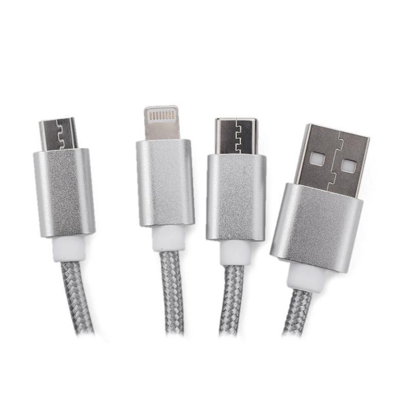 3 în 1 cablu USB TAUS argintiu