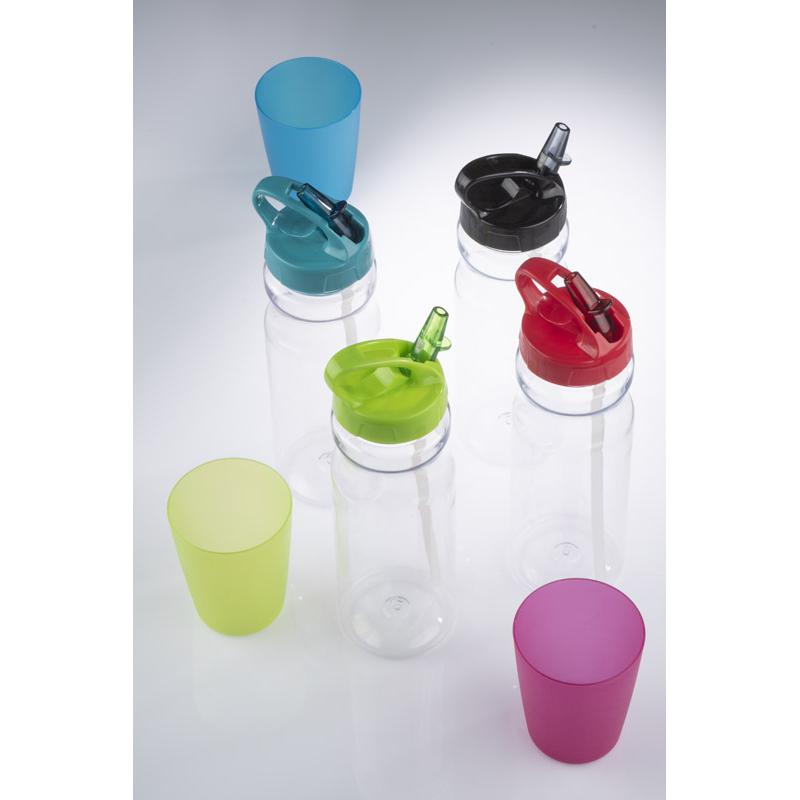 Sticlă de apă cu pai TRANCE 700 ml negru