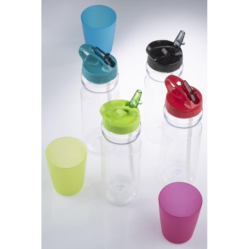 Sticlă de apă cu pai TRANCE 700 ml Roșu