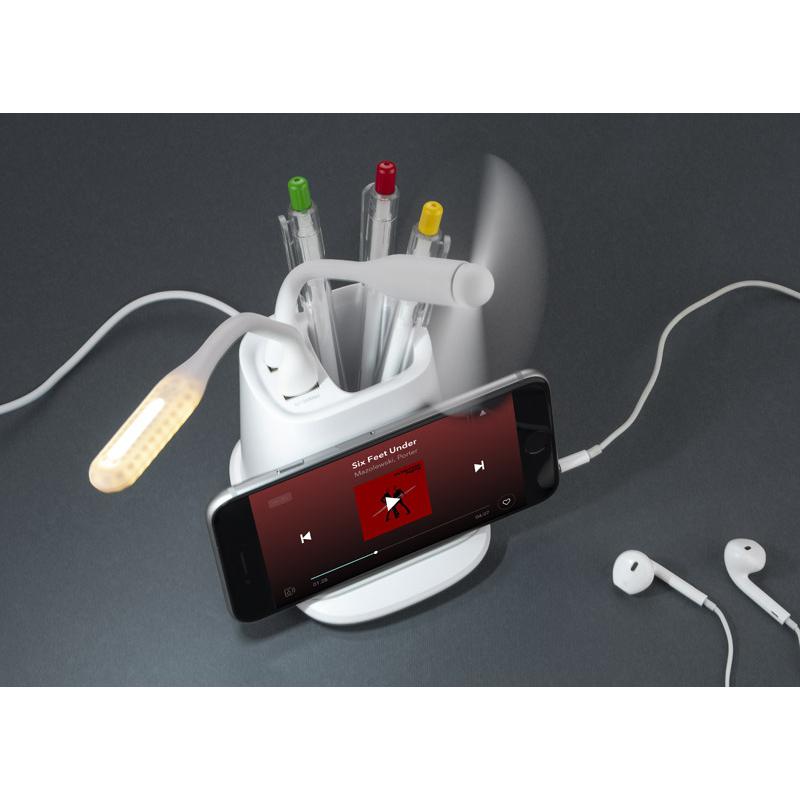 Organizator de birou cu încărcător wireless BERGO alb