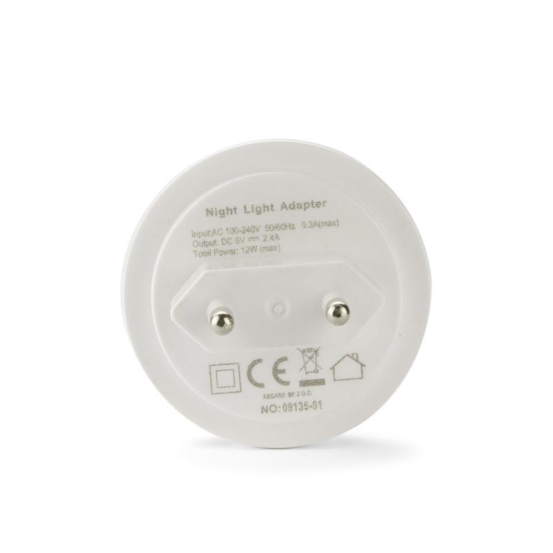 Lumină de noapte USB, încărcător de perete NOTTO alb