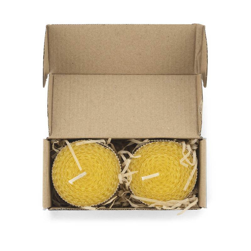 Set de lumânări din ceară de albine HANNI galben