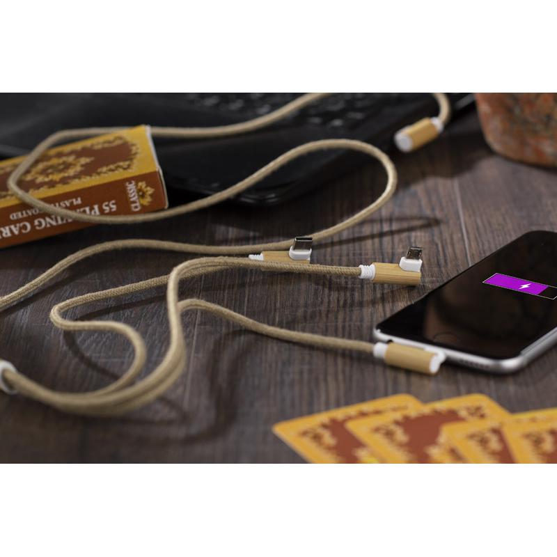 Cablu USB 3 în 1 FLAX Bej