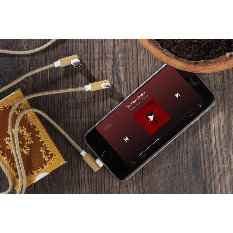 Cablu USB 3 în 1 FLAX bej