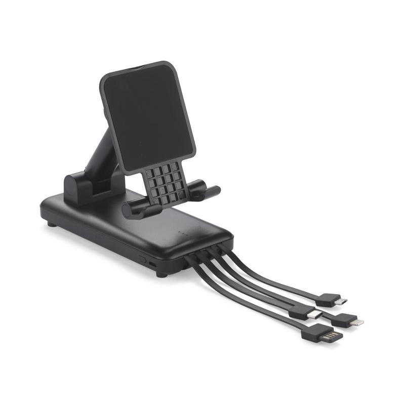 Baterie externă cu suport pentru telefon SEGURO 10 000 mAh Negru