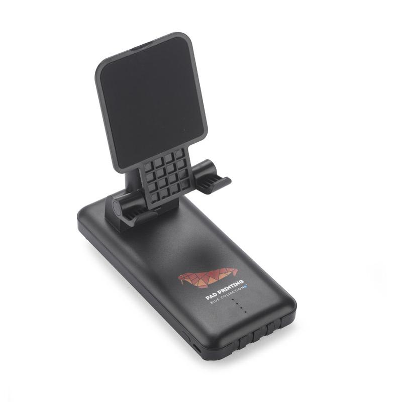 Baterie externă cu suport pentru telefon SEGURO 10 000 mAh Negru