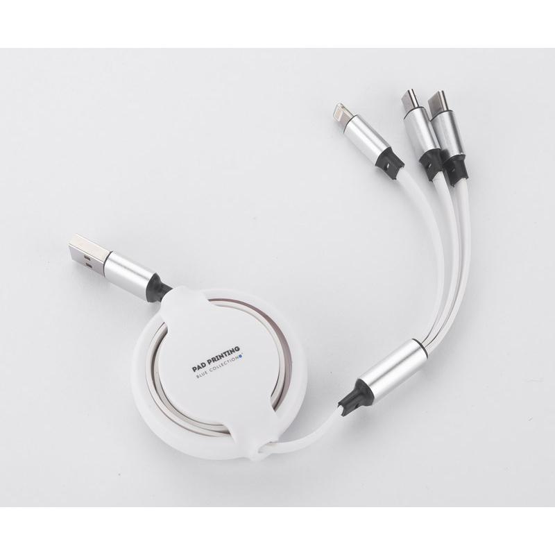3 în 1 cablu USB BALJO Alb