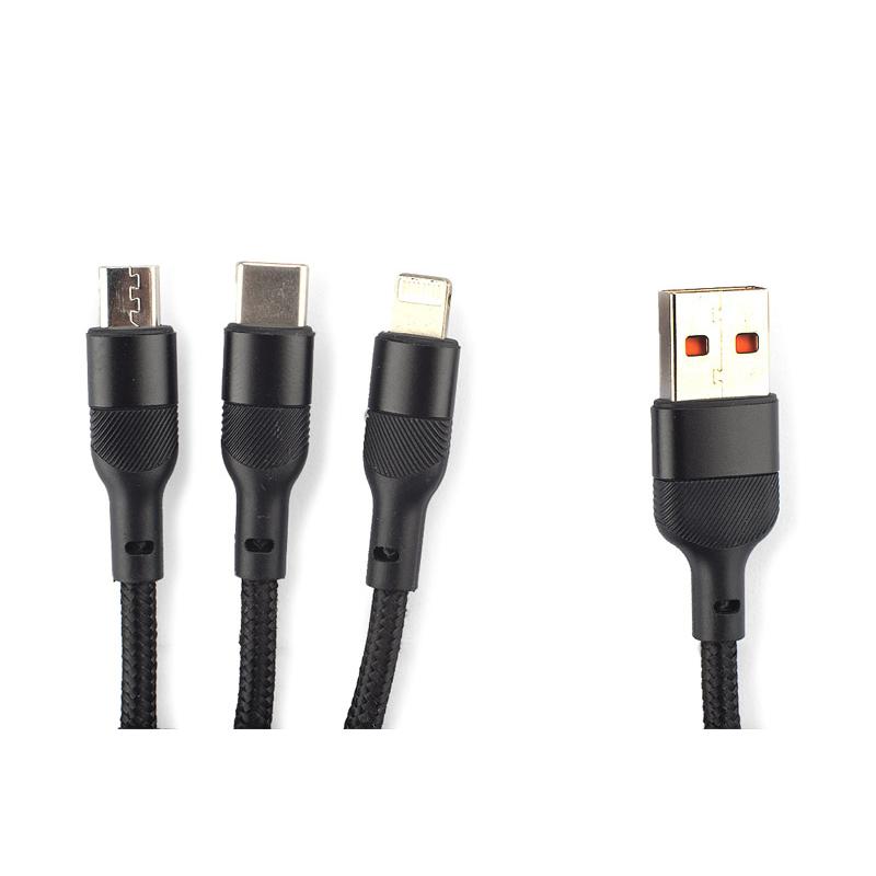 3 in 1 USB cable FAST Negru