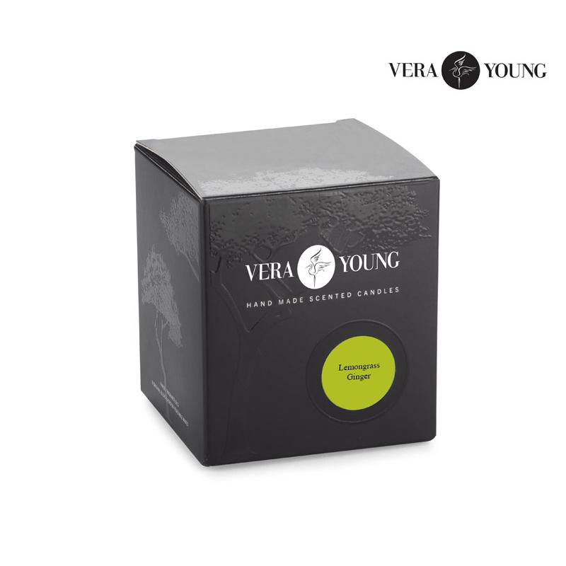 Lumânare din ceară de soia 170g - Lemongrass & Ginger - VERA YOUNG Transparent