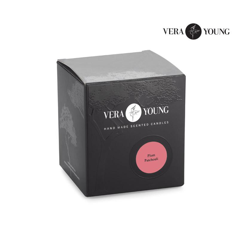 Lumânare de ceară din soia 170g - Plum & Patchouli - VERA YOUNG Transparent