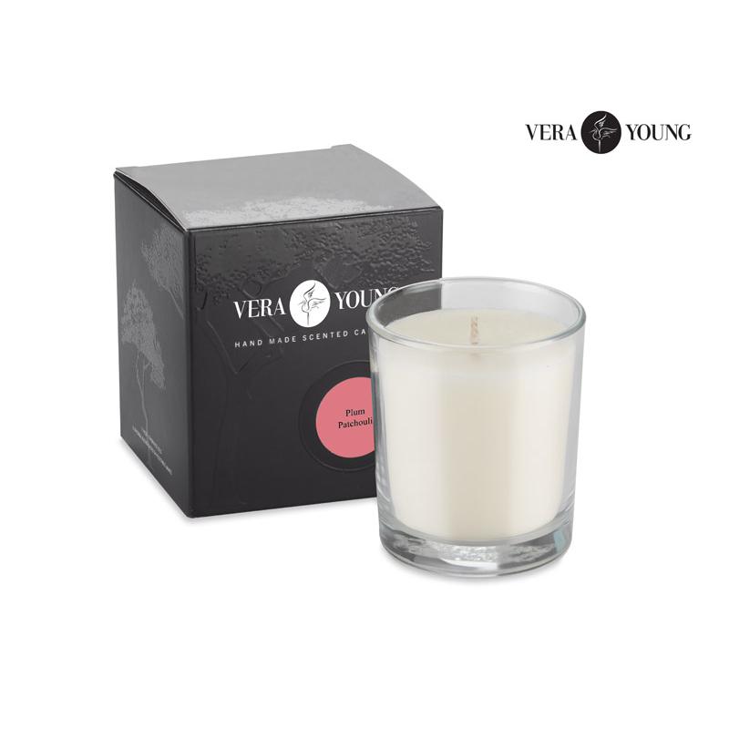 Lumânare de ceară din soia 170g - Plum & Patchouli - VERA YOUNG Transparent