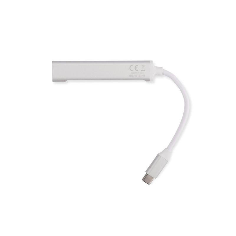 Splitter USB HUB cu cablu tip C - ROSKO Argintiu