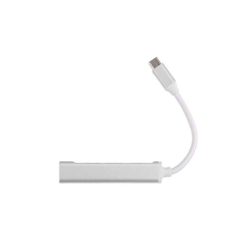 Splitter USB HUB cu cablu tip C - ROSKO Argintiu