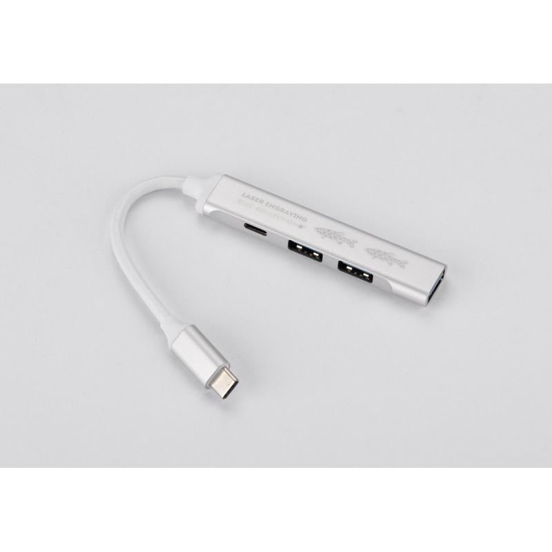 Splitter USB HUB cu cablu tip C - ROSKO Argintiu